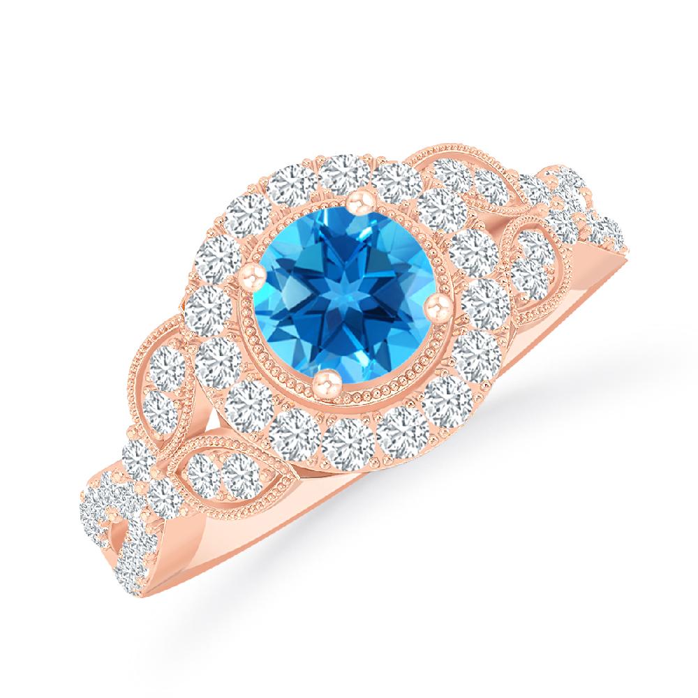 Rose Gold - Blue Topaz