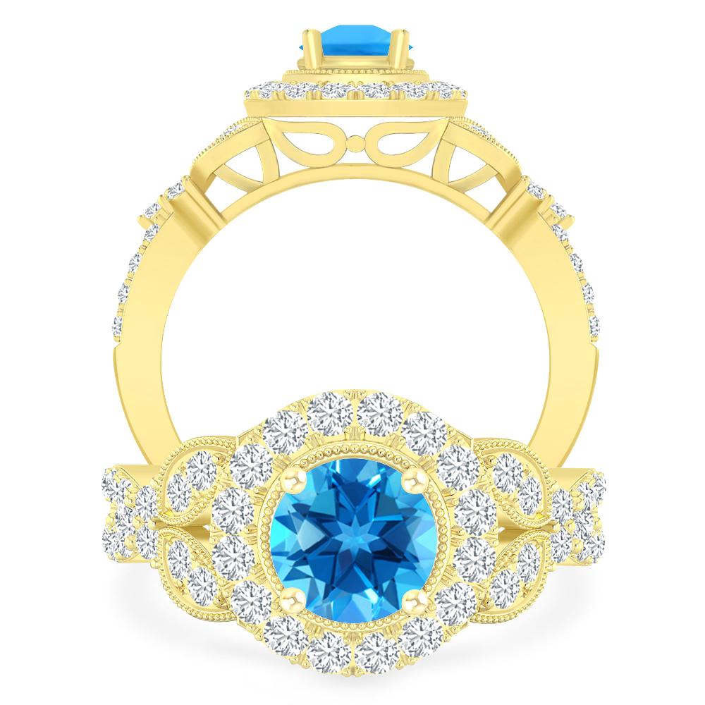 Yellow Gold - Blue Topaz