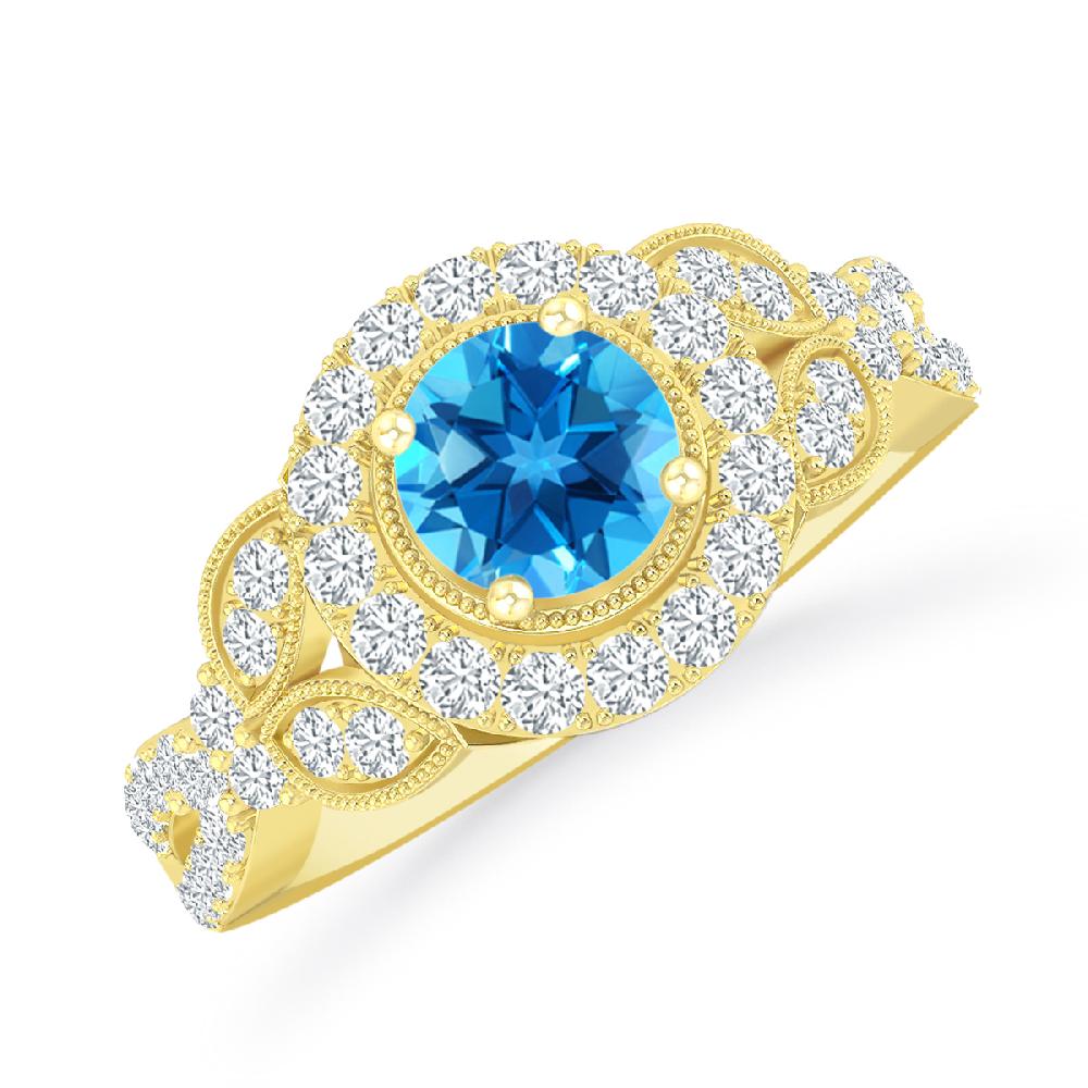 Yellow Gold - Blue Topaz