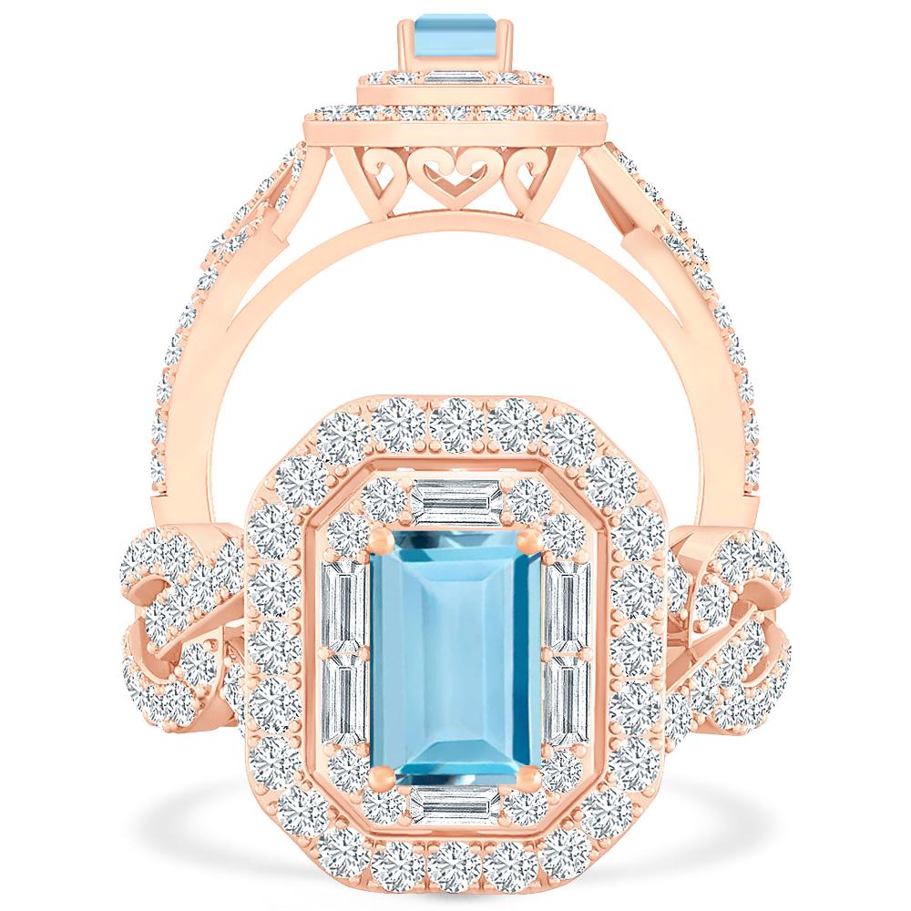 Rose Gold - Aquamarine