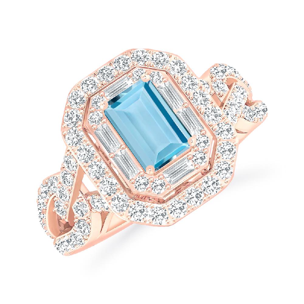 Rose Gold - Aquamarine