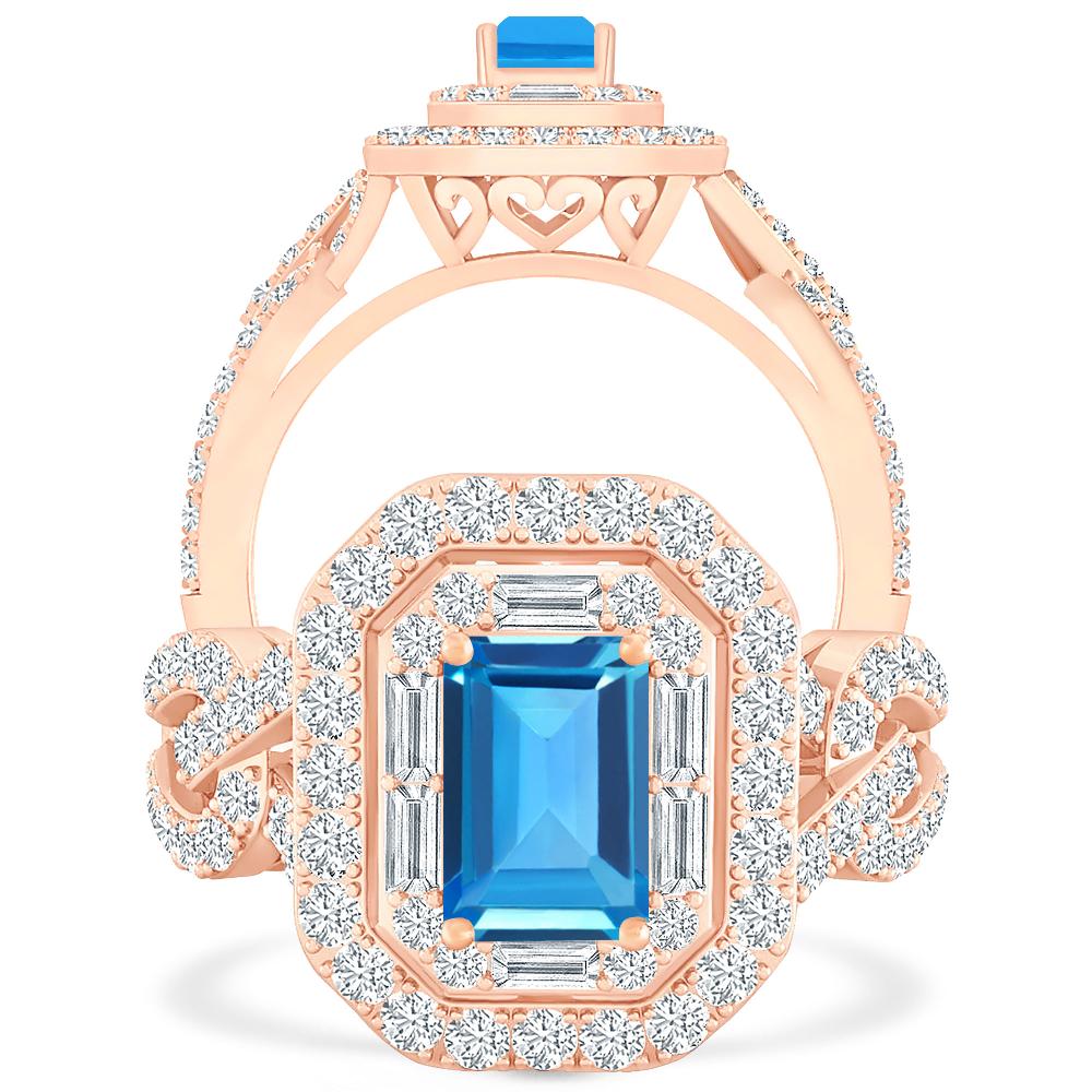 Rose Gold - Blue Topaz