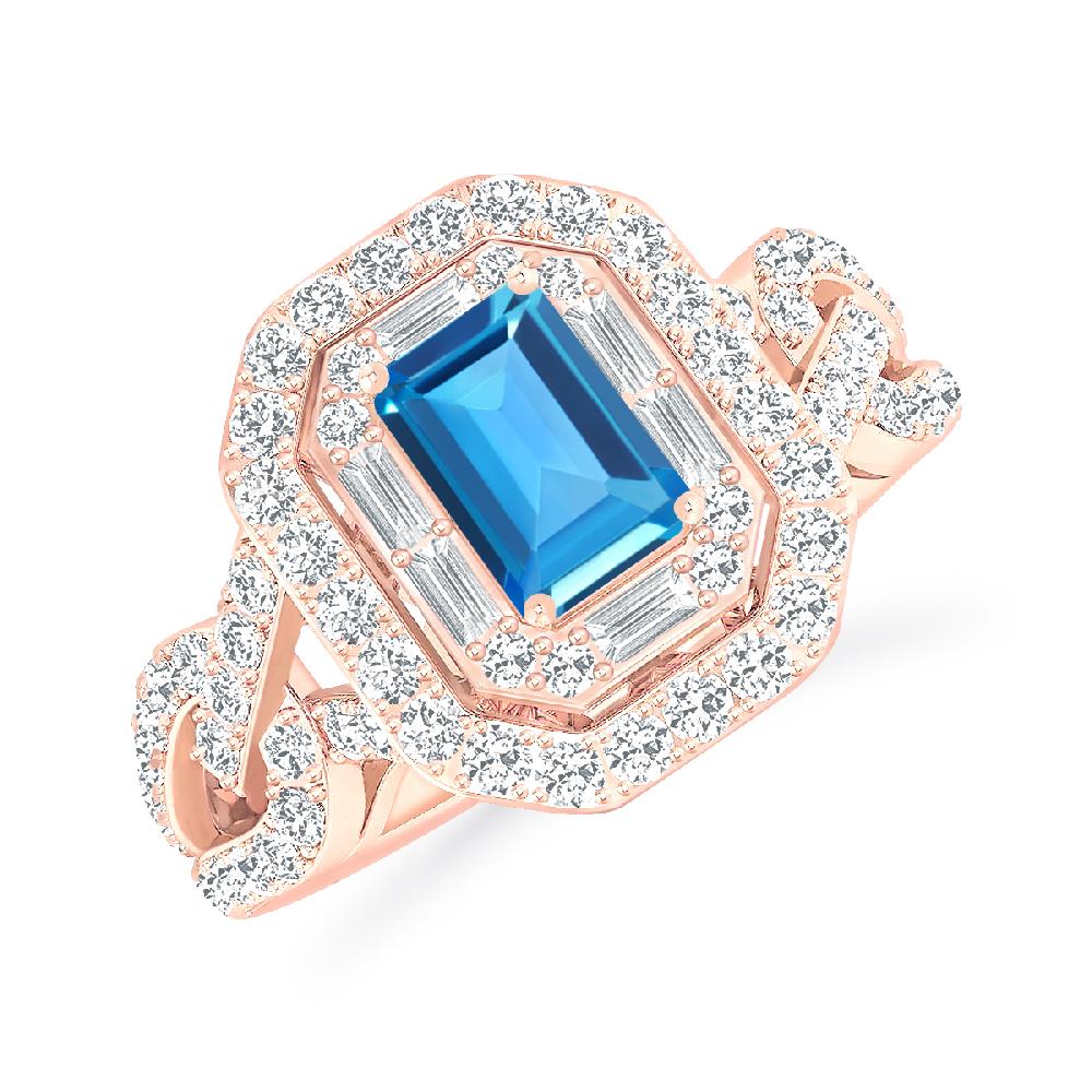 Rose Gold - Blue Topaz