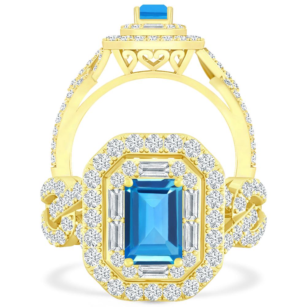 Yellow Gold - Blue Topaz