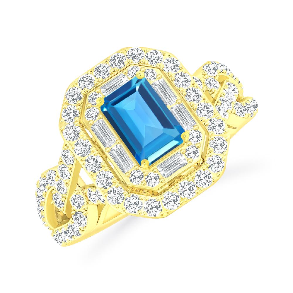 Yellow Gold - Blue Topaz