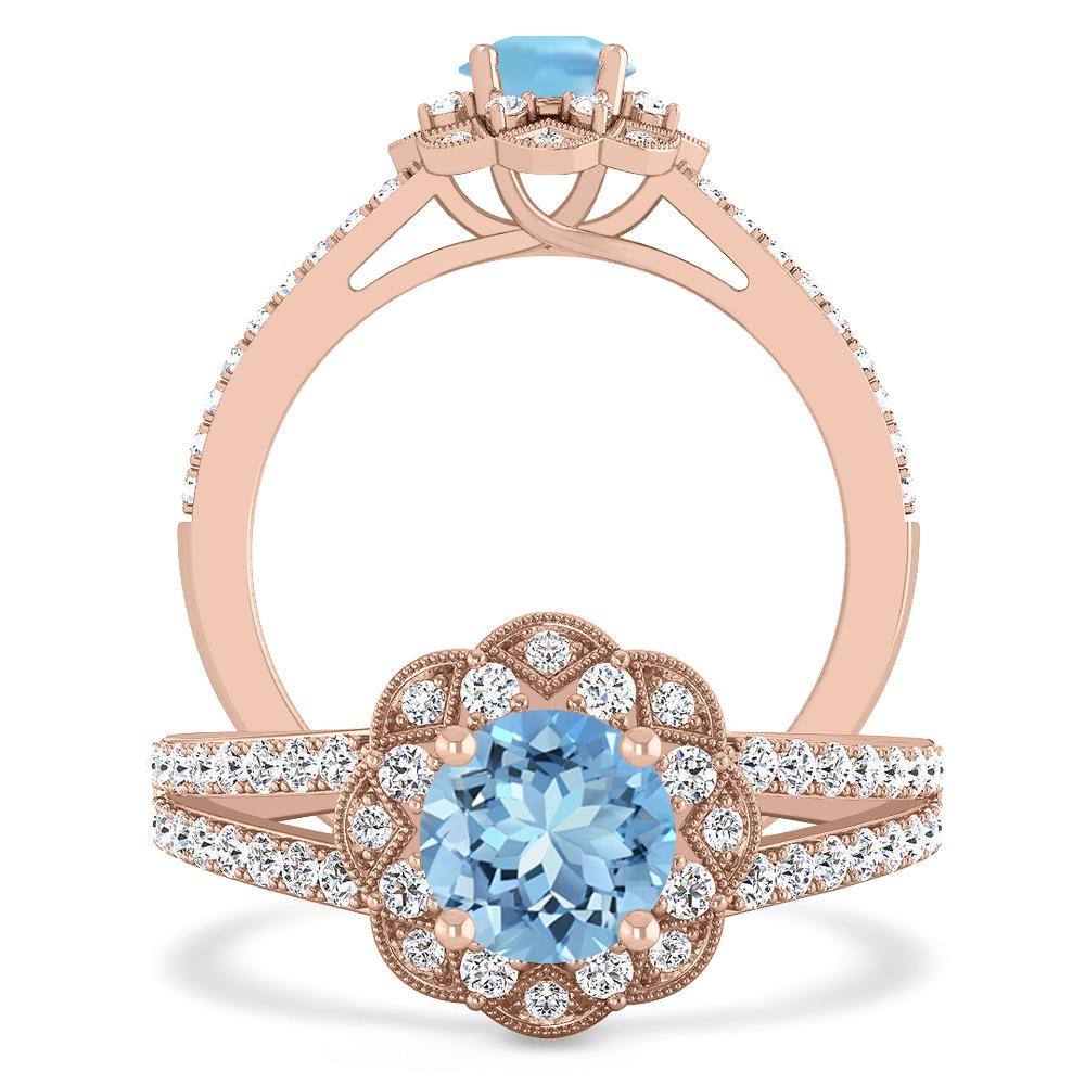 Rose Gold - Aquamarine