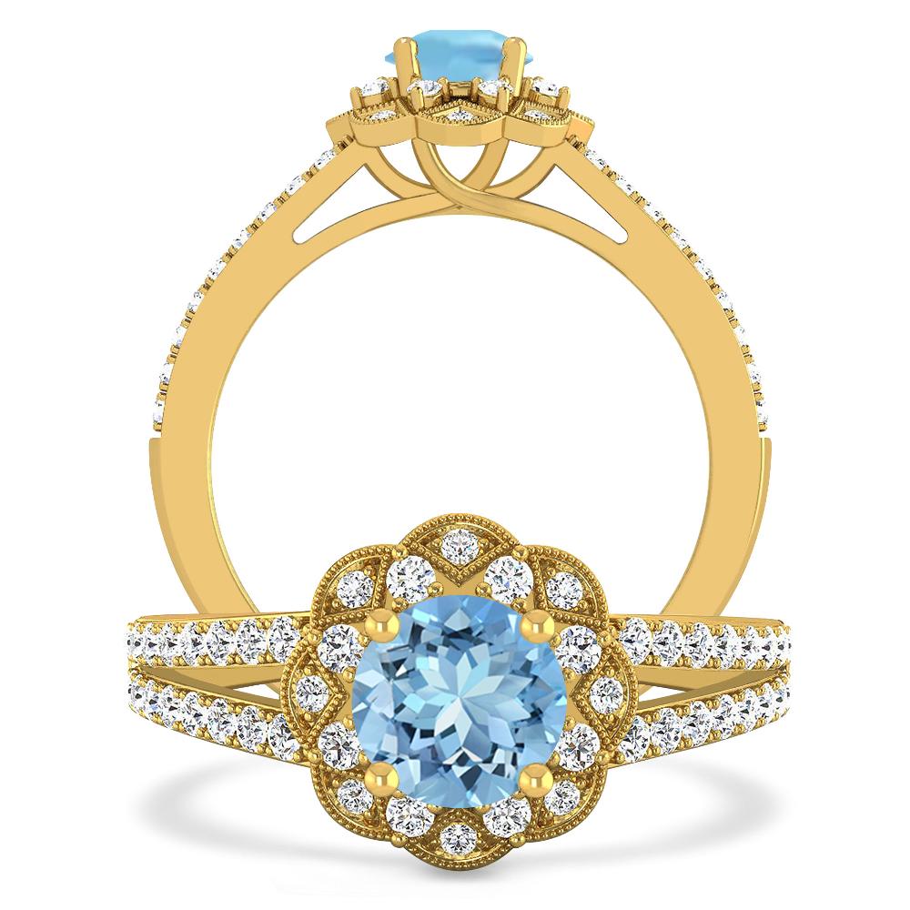 Yellow Gold - Aquamarine