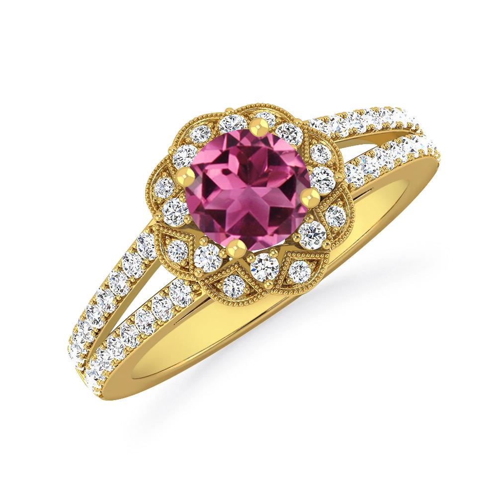 Yellow Gold - Pink Tourmaline