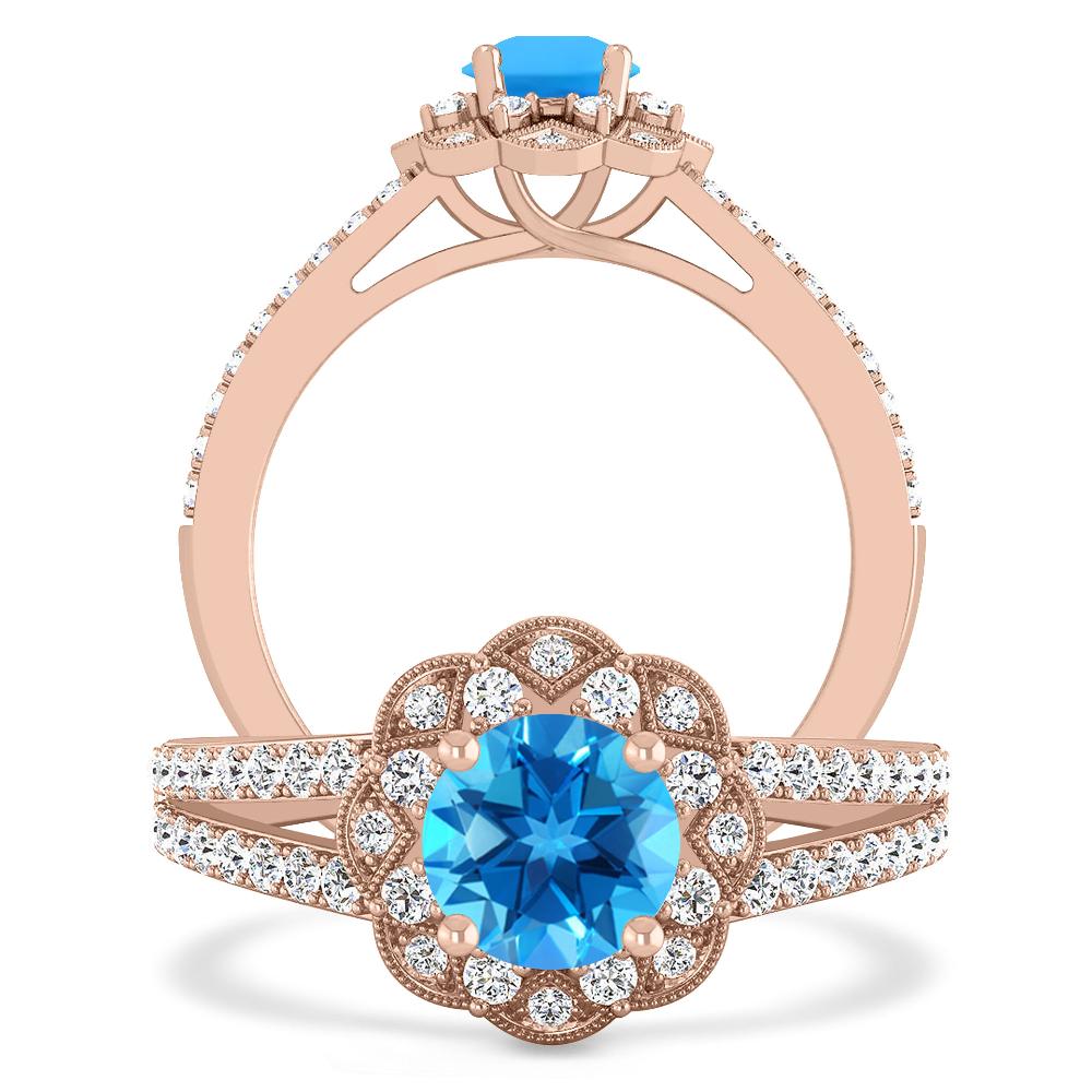 Rose Gold - Blue Topaz