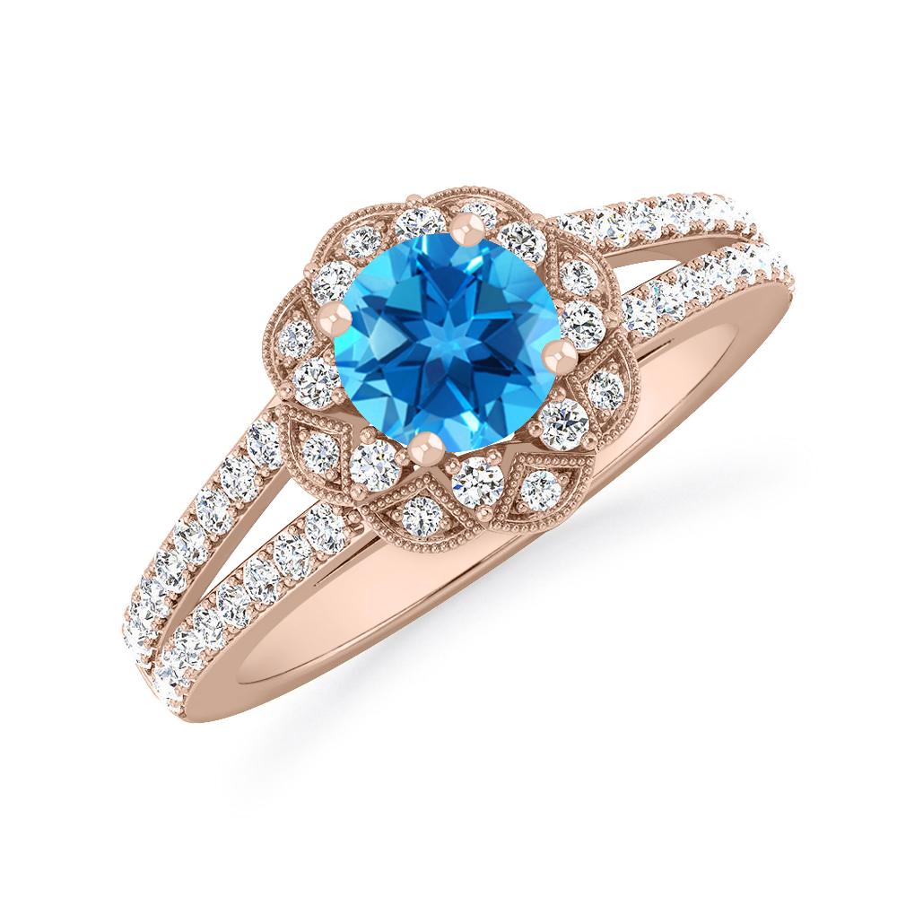 Rose Gold - Blue Topaz