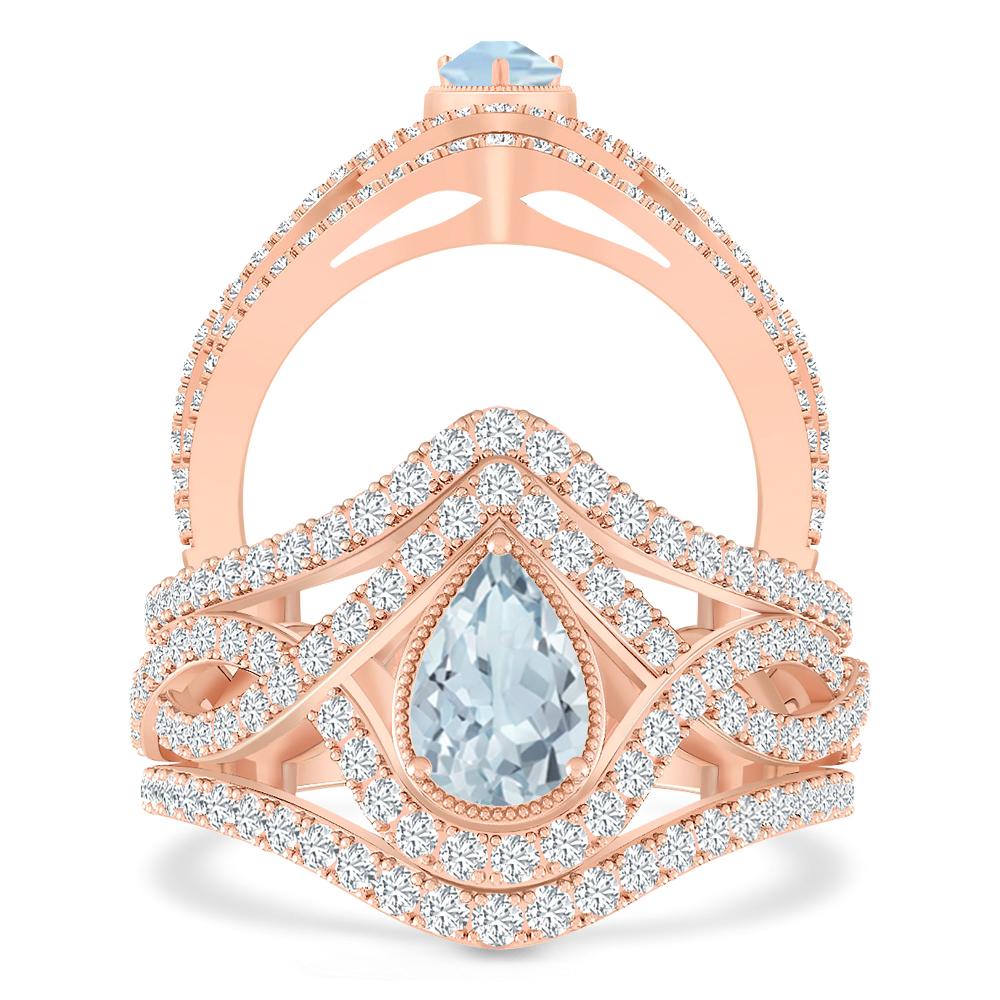 Rose Gold - Aquamarine