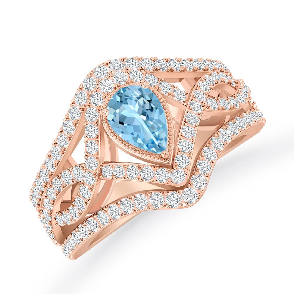 Rose Gold - Aquamarine