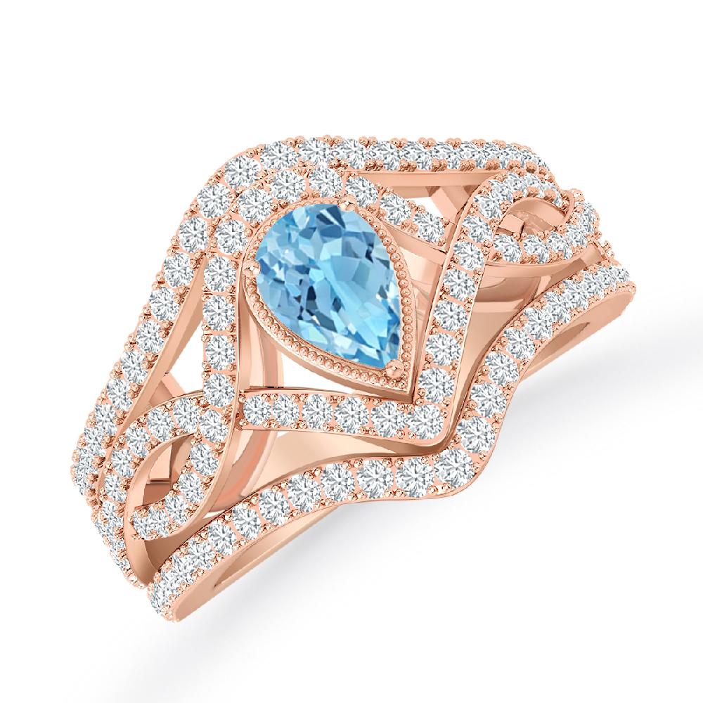 Rose Gold - Blue Topaz