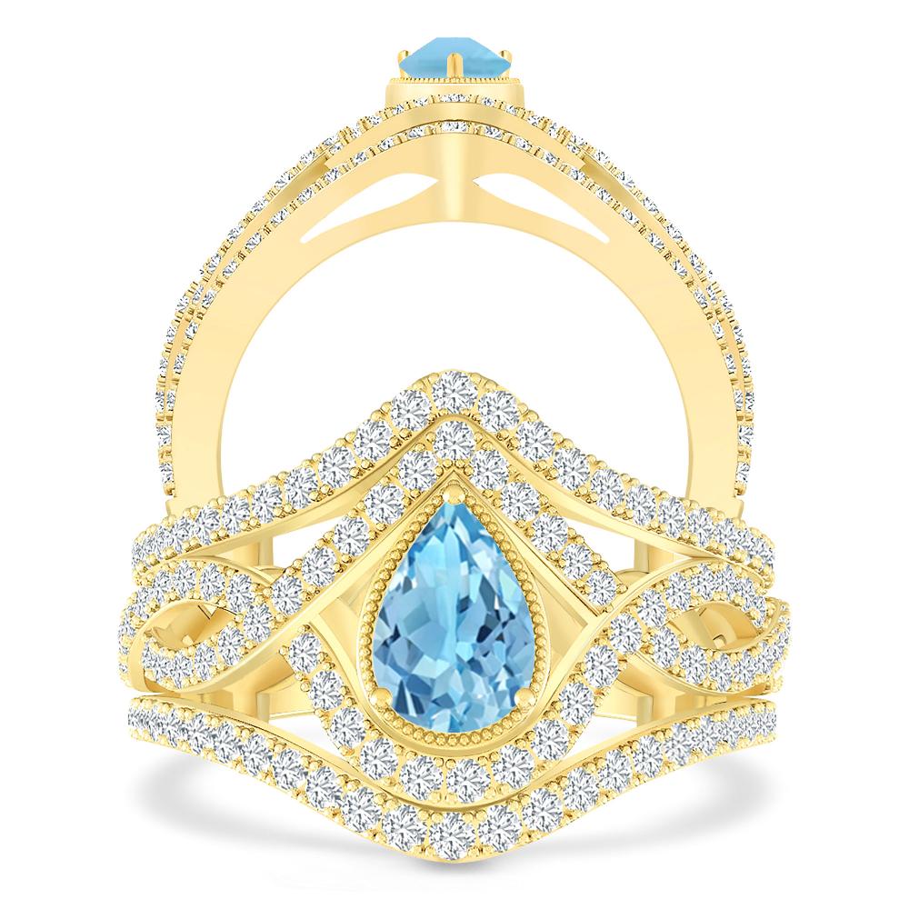 Yellow Gold - Blue Topaz