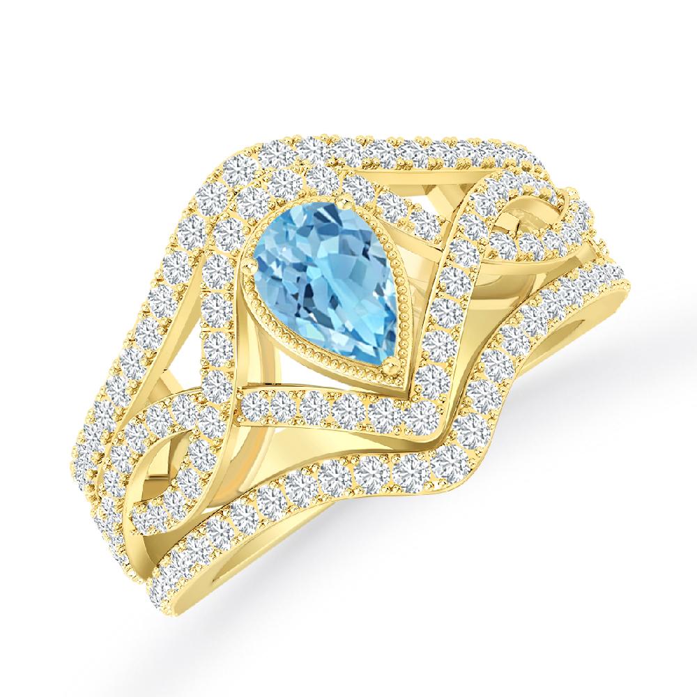 Yellow Gold - Blue Topaz