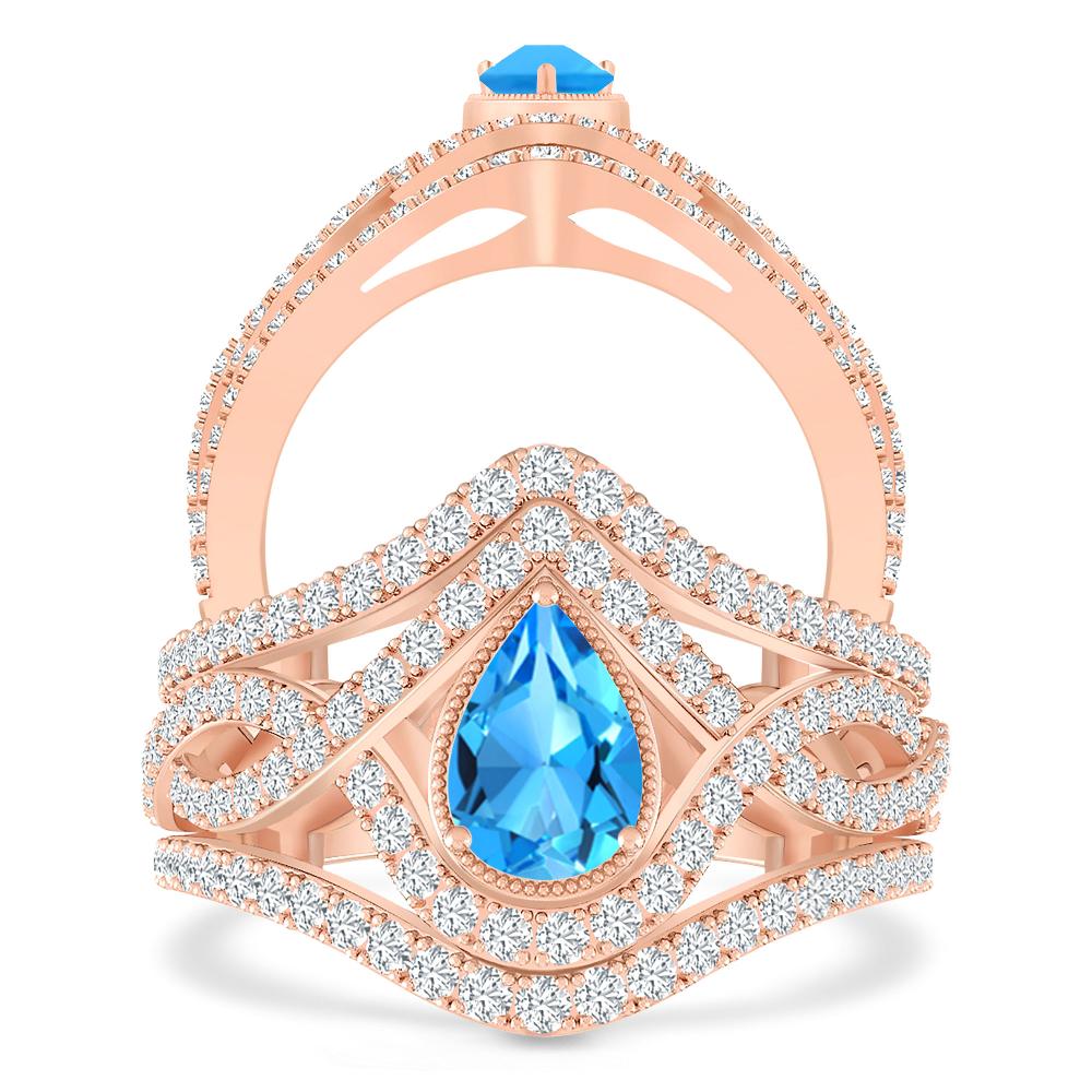 Rose Gold - Blue Topaz