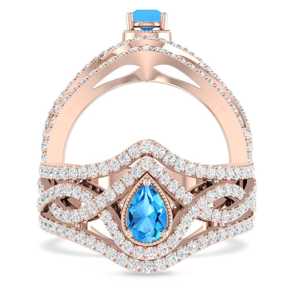 Rose Gold - Blue Topaz