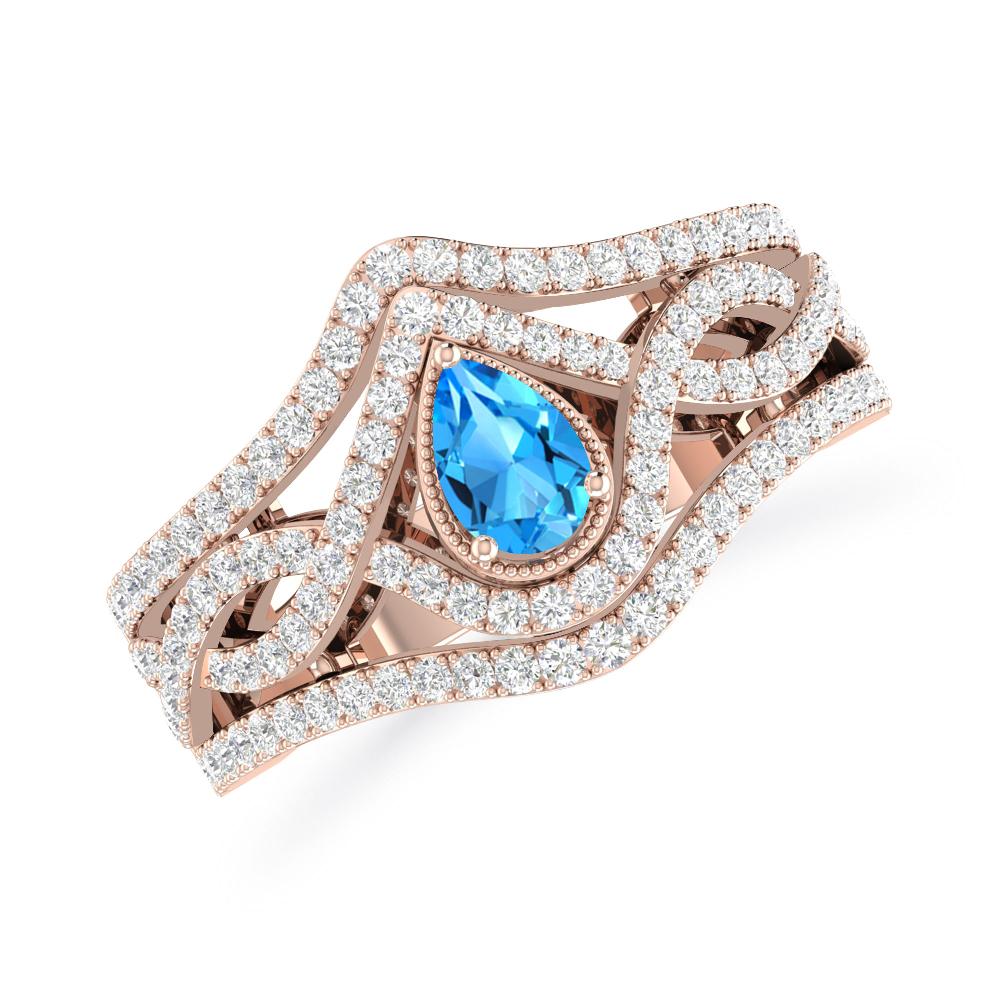 Rose Gold - Blue Topaz