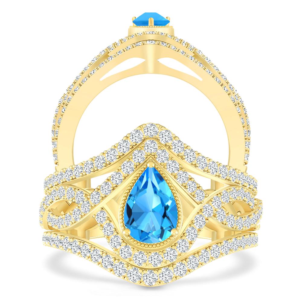 Yellow Gold - Blue Topaz