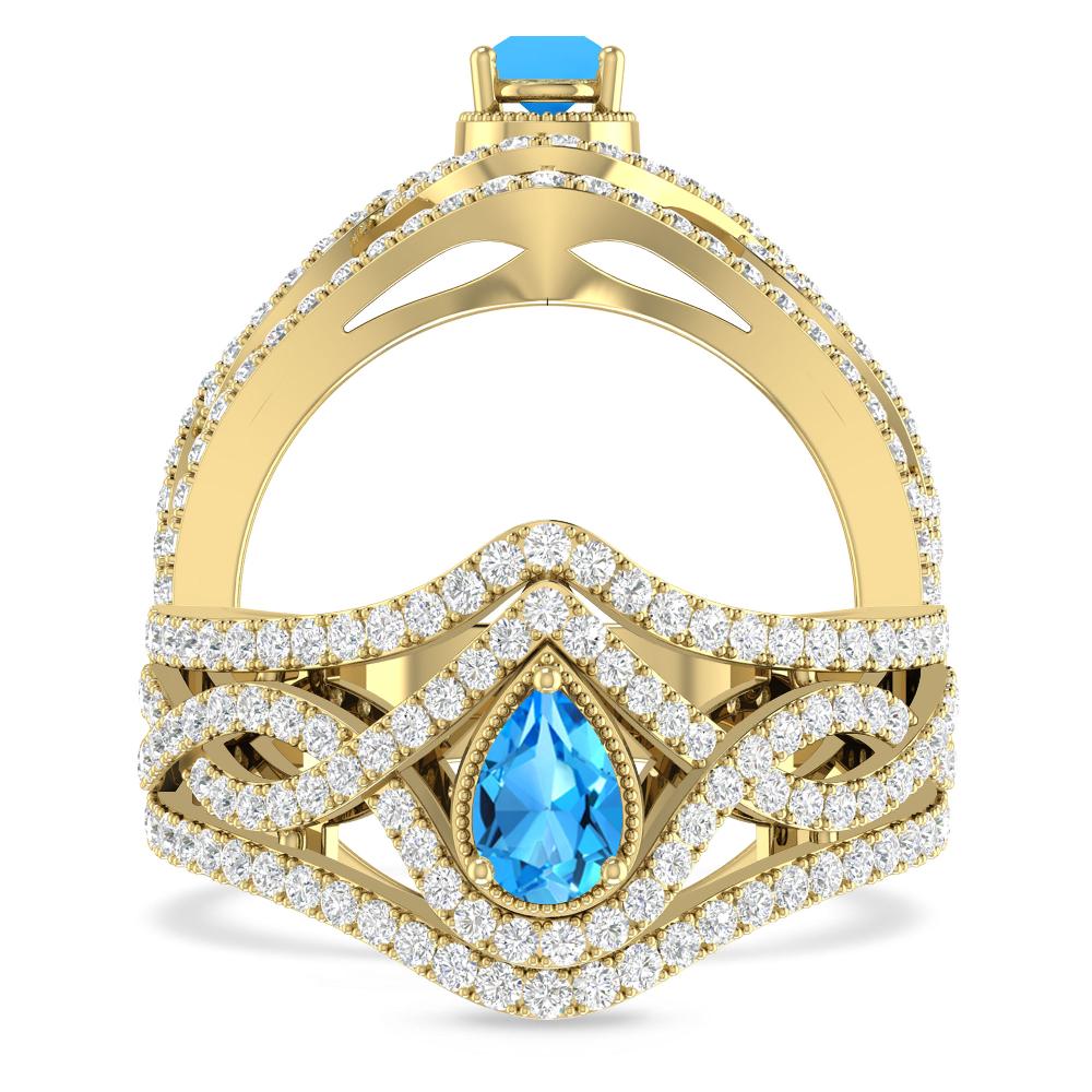 Yellow Gold - Blue Topaz