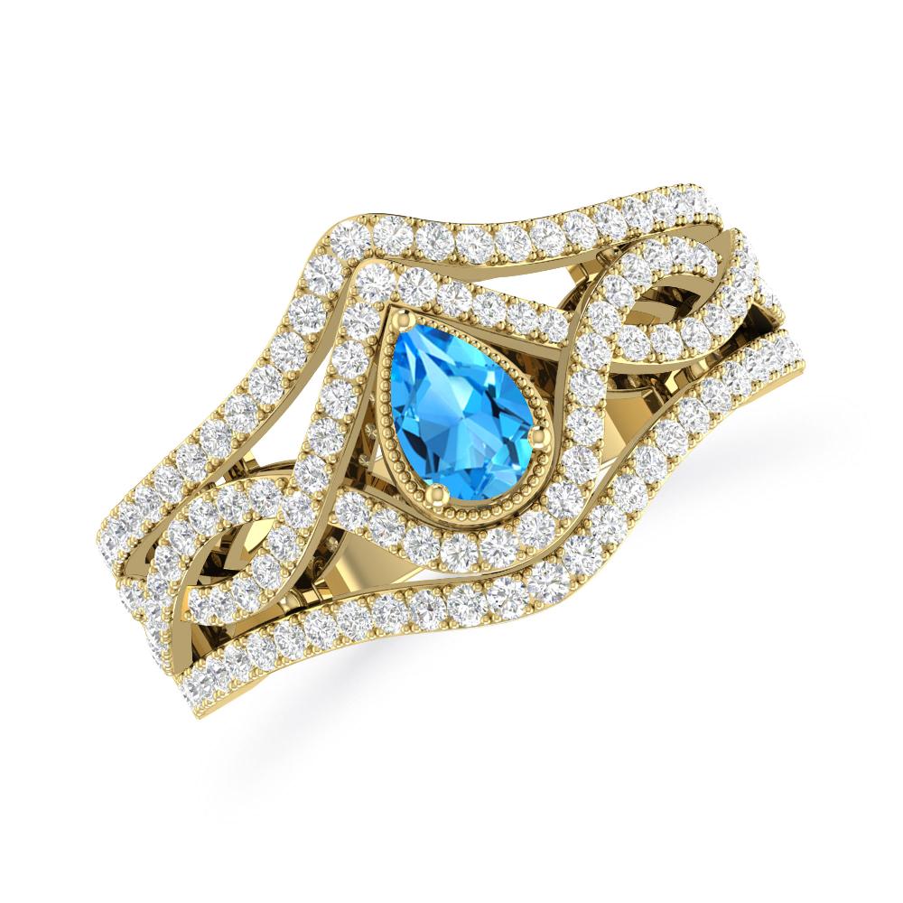 Yellow Gold - Blue Topaz