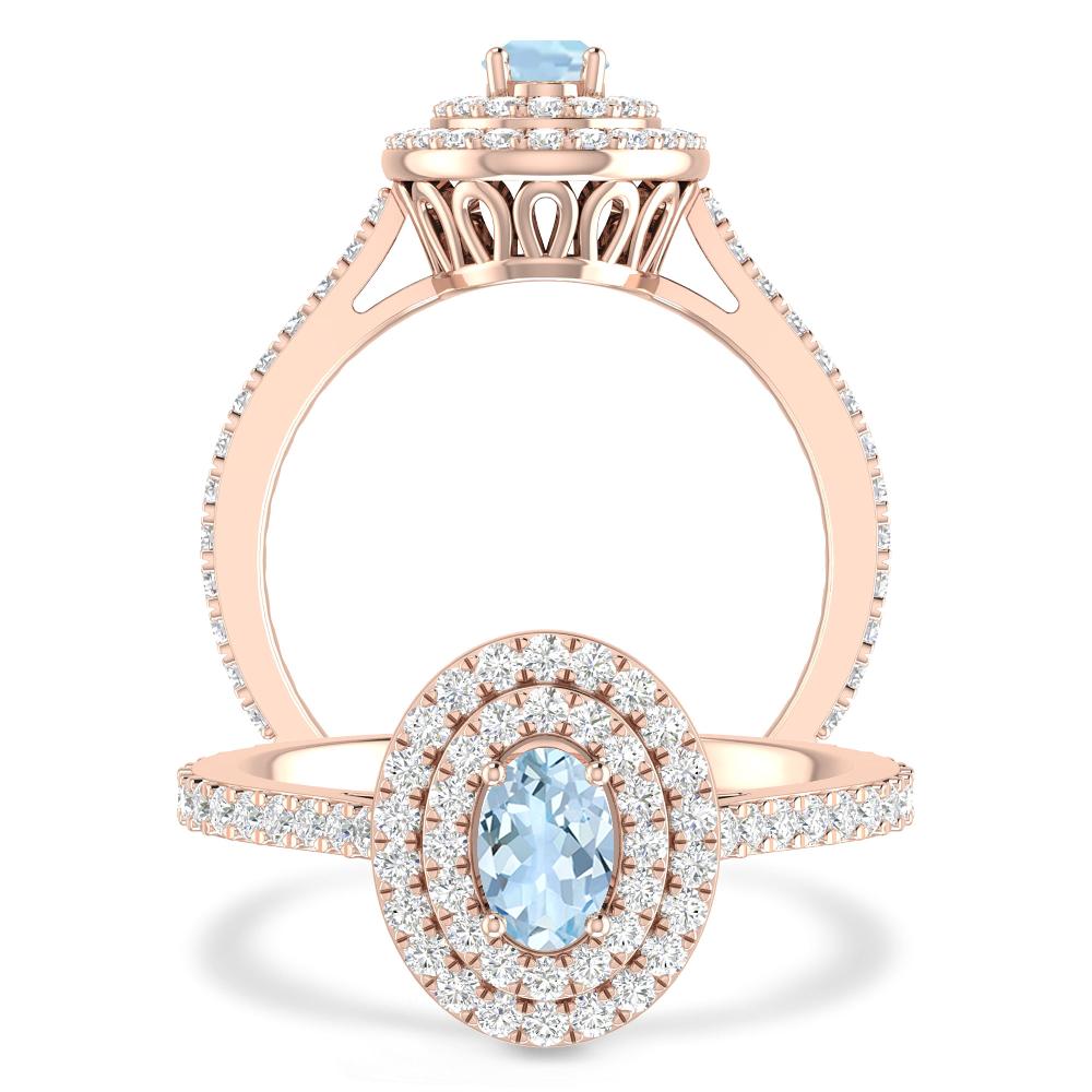 Rose Gold - Aquamarine