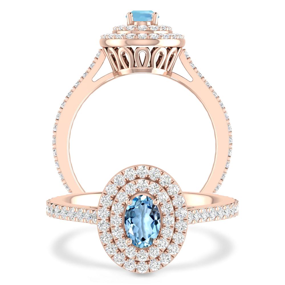 Rose Gold - Aquamarine