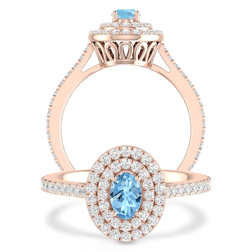 Rose Gold - Aquamarine