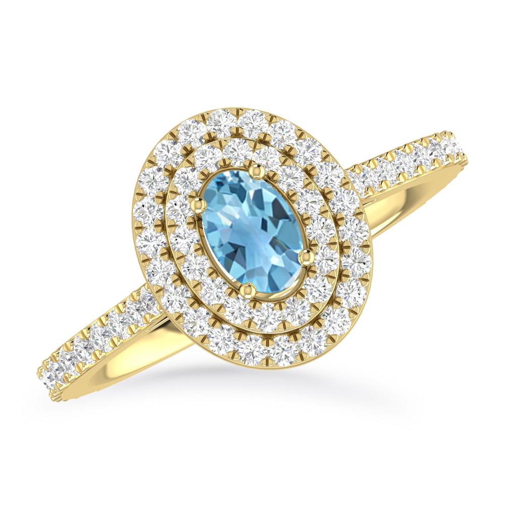 Yellow Gold - Blue Topaz