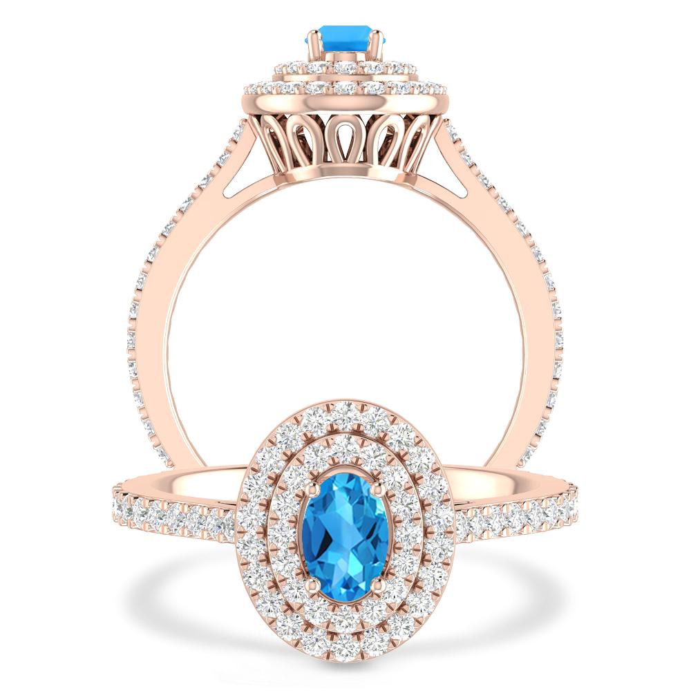 Rose Gold - Blue Topaz