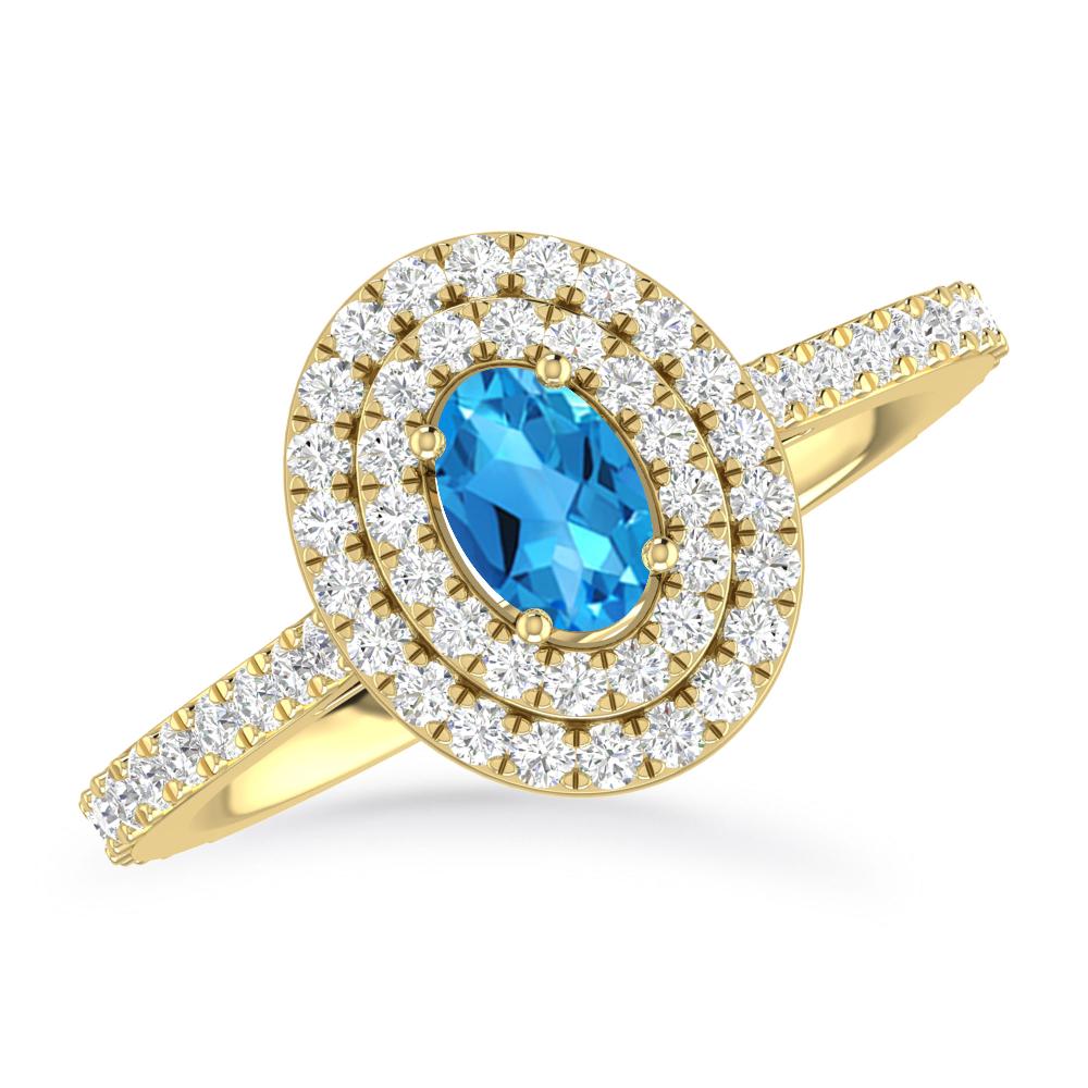 Yellow Gold - Blue Topaz