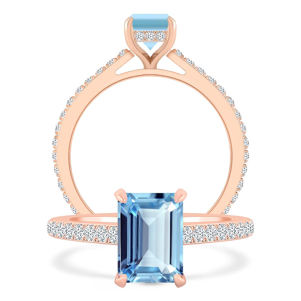 Rose Gold - Aquamarine