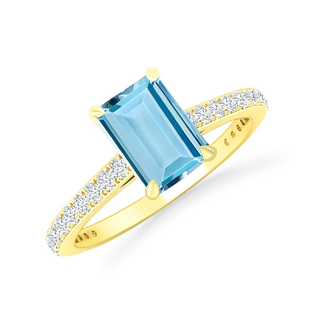 Yellow Gold - Aquamarine