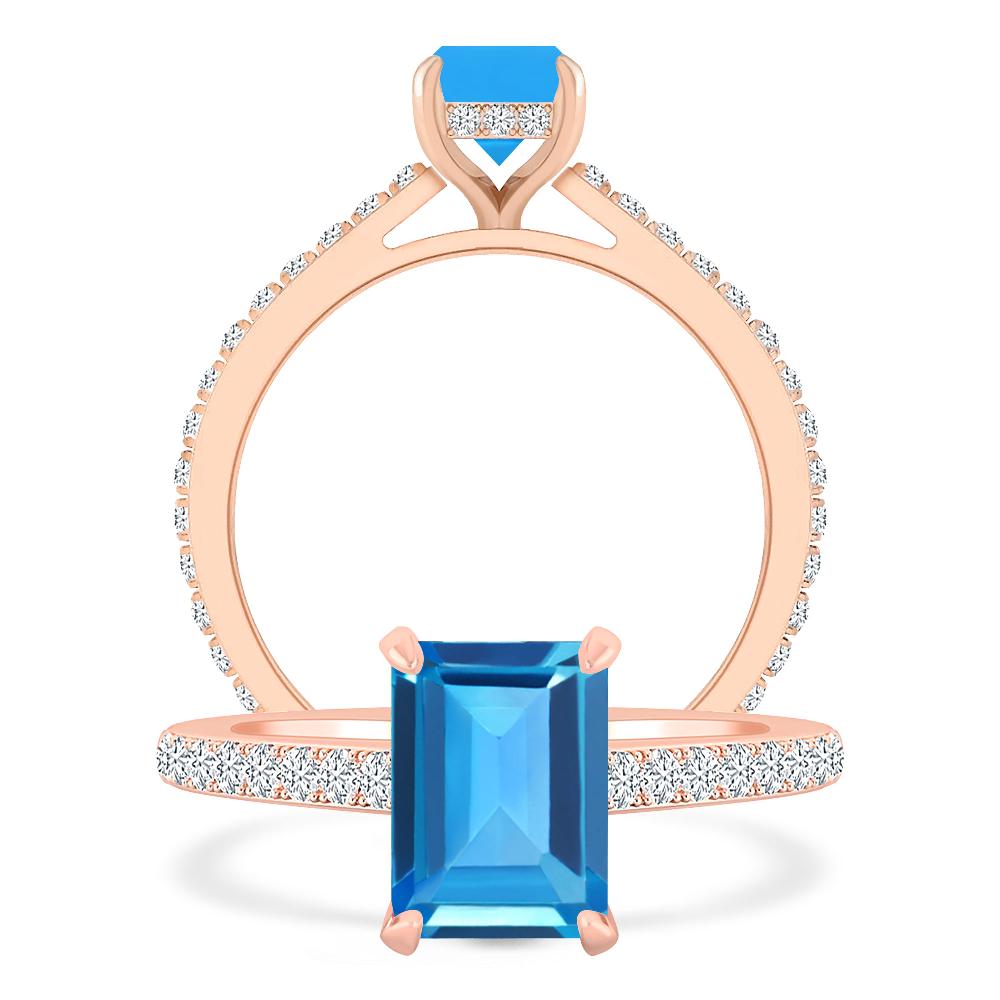 Rose Gold - Blue Topaz