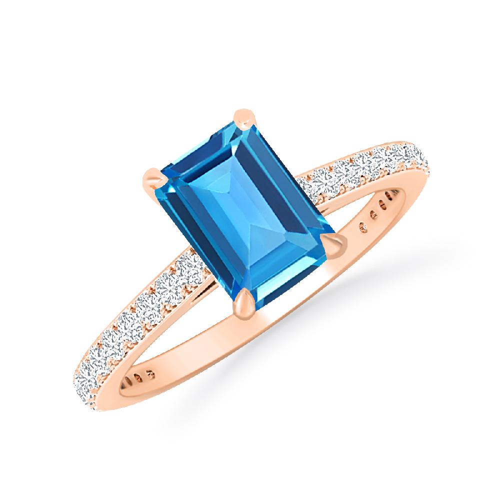 Rose Gold - Blue Topaz