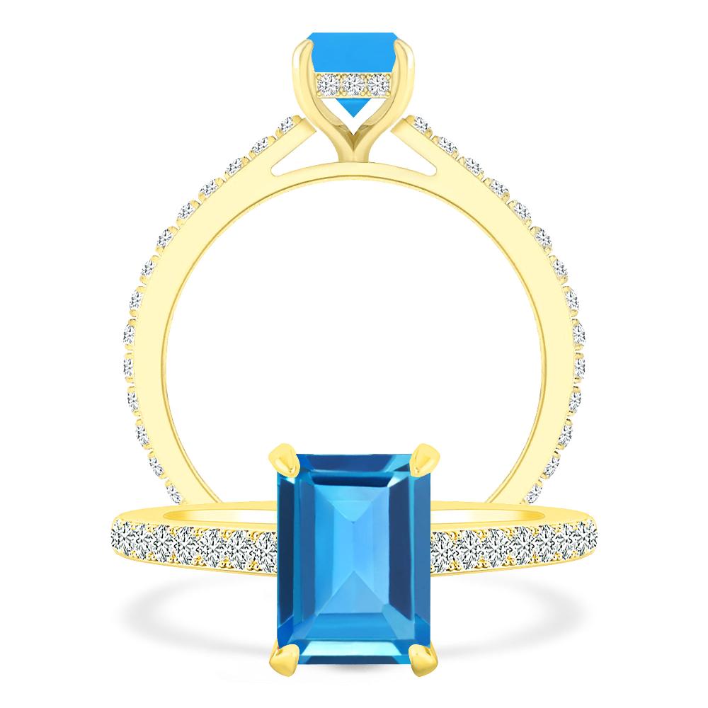 Yellow Gold - Blue Topaz