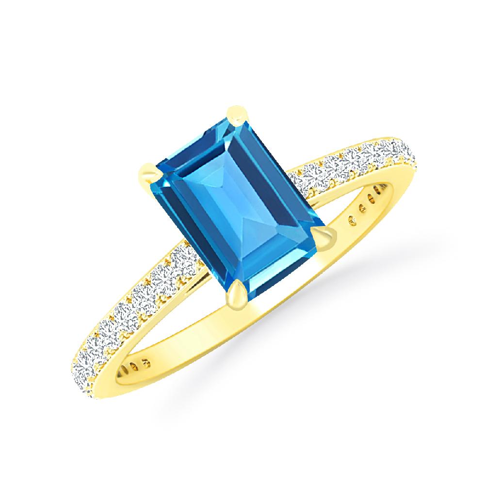 Yellow Gold - Blue Topaz