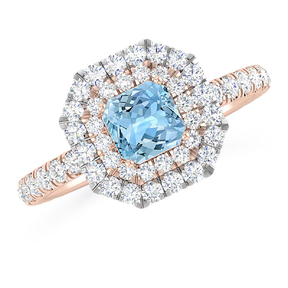 Rose Gold - Aquamarine