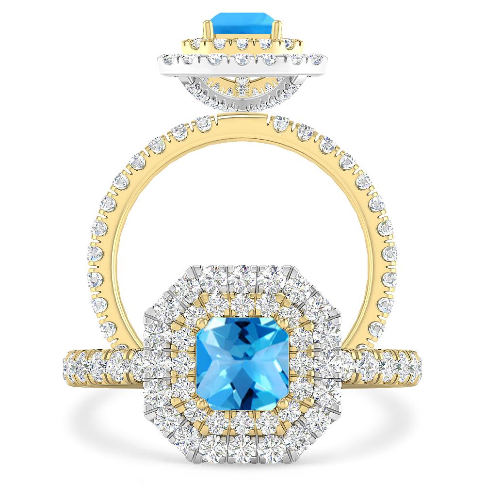 Yellow Gold - Blue Topaz