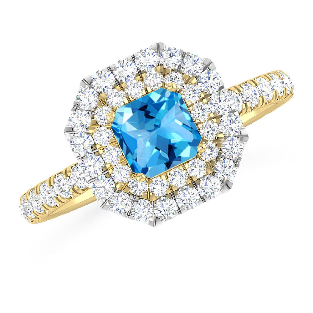 Yellow Gold - Blue Topaz