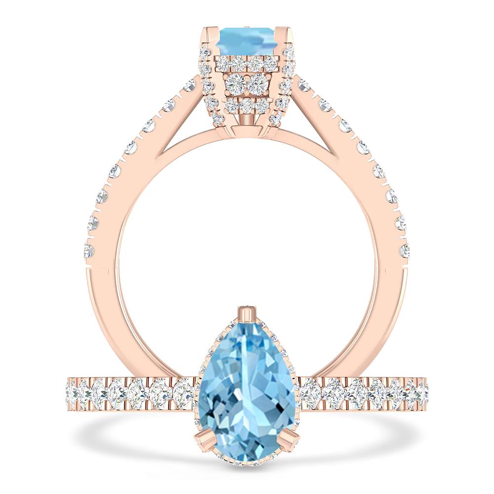 Rose Gold - Aquamarine