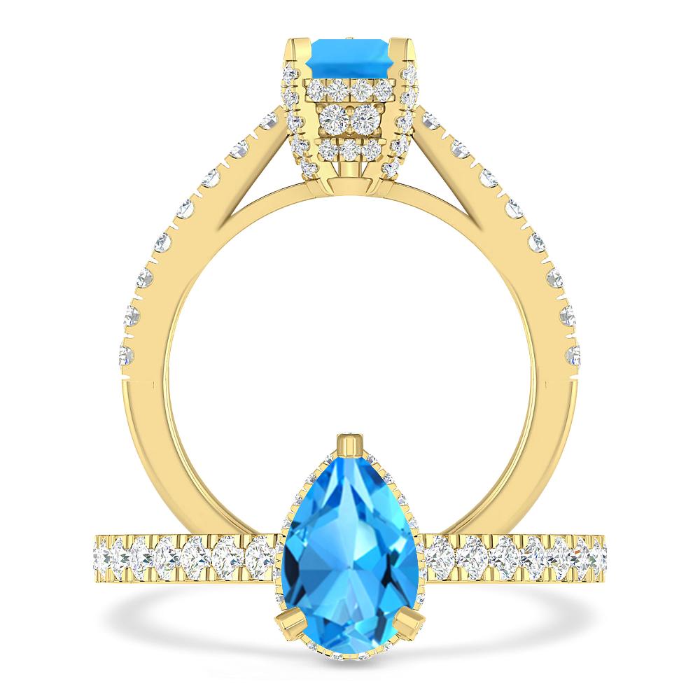 Yellow Gold - Blue Topaz