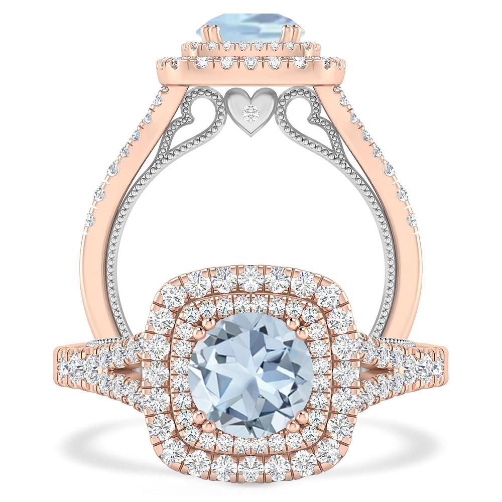 Rose Gold - Aquamarine