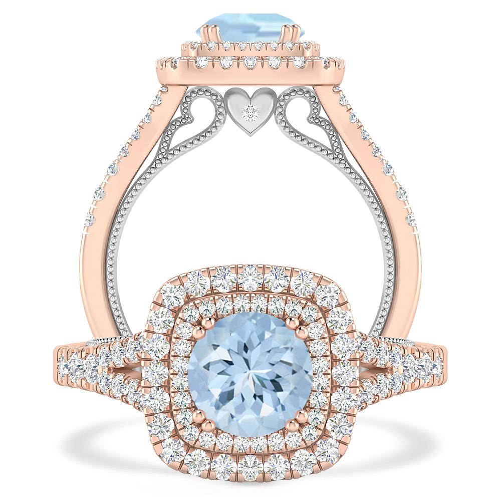 Rose Gold - Aquamarine