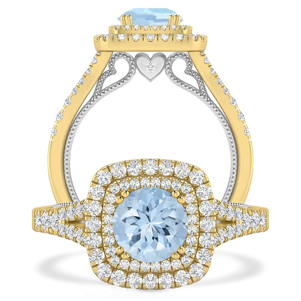 Yellow Gold - Aquamarine