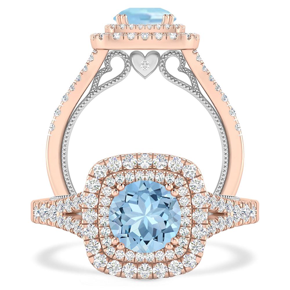 Rose Gold - Aquamarine