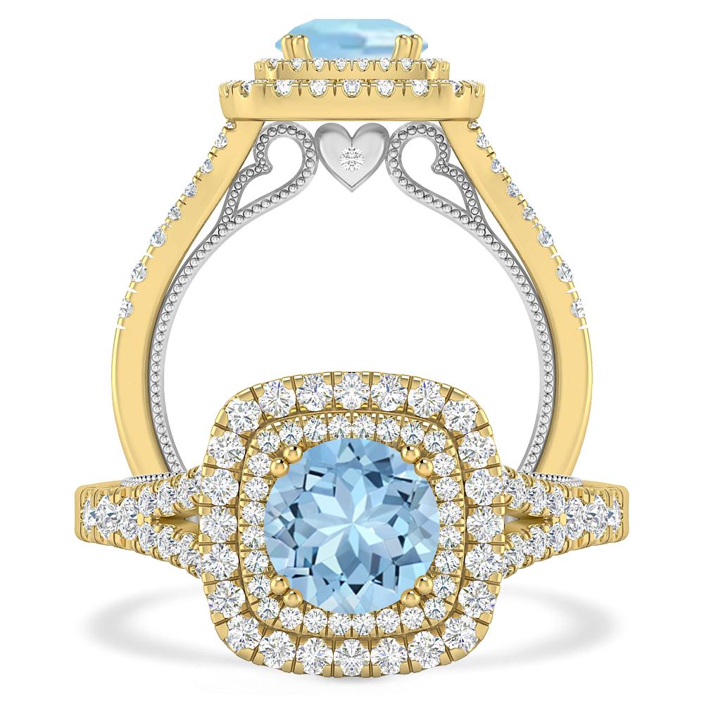 Yellow Gold - Aquamarine