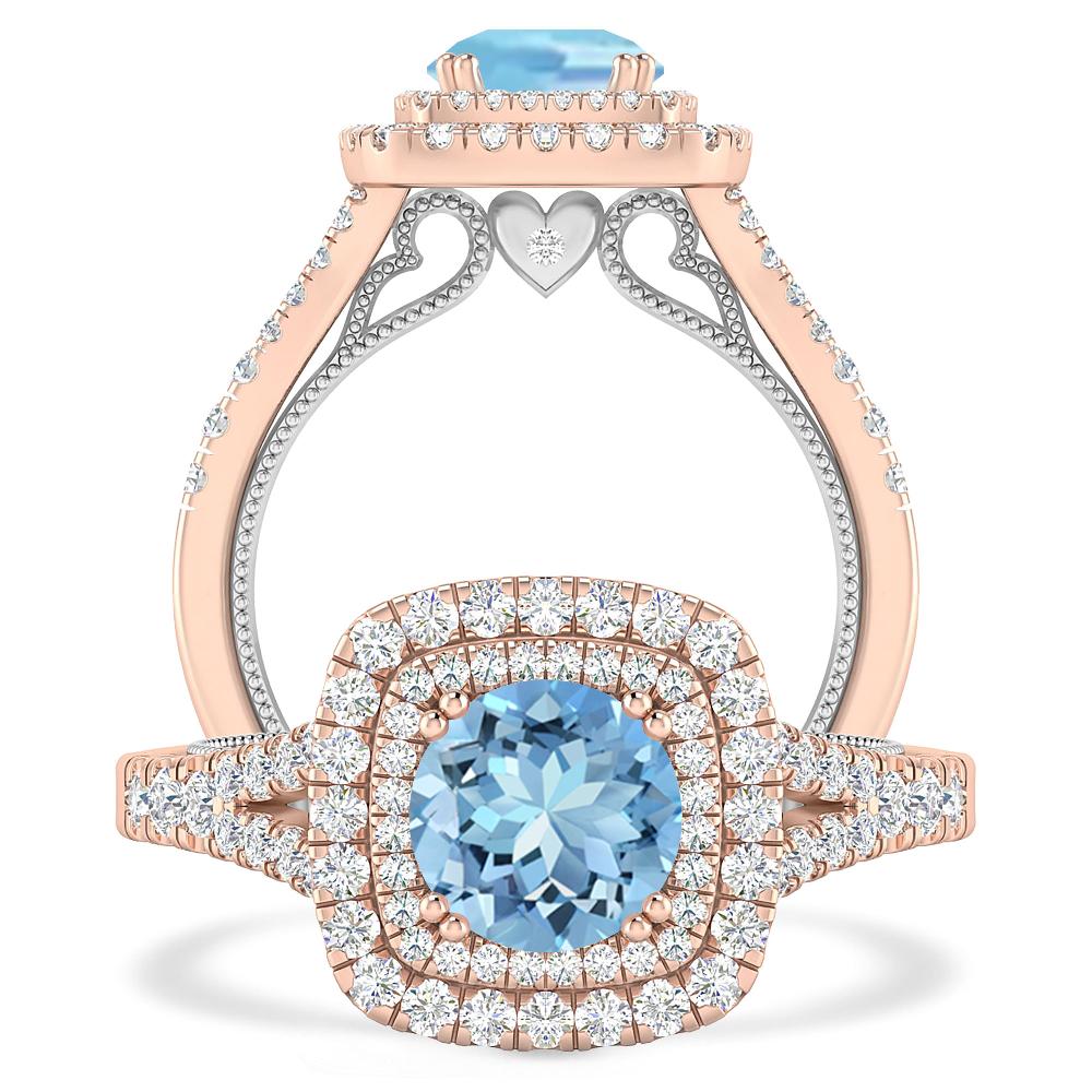 Rose Gold - Aquamarine