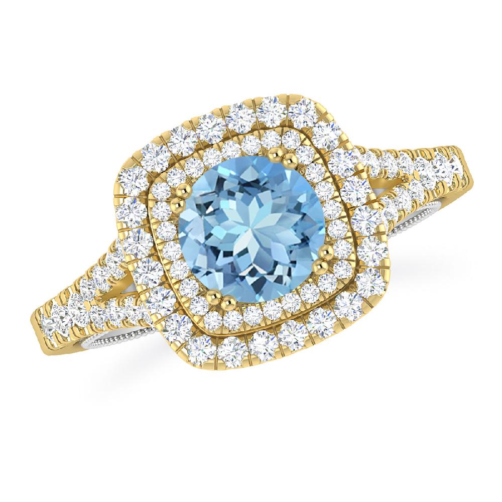 Yellow Gold - Aquamarine