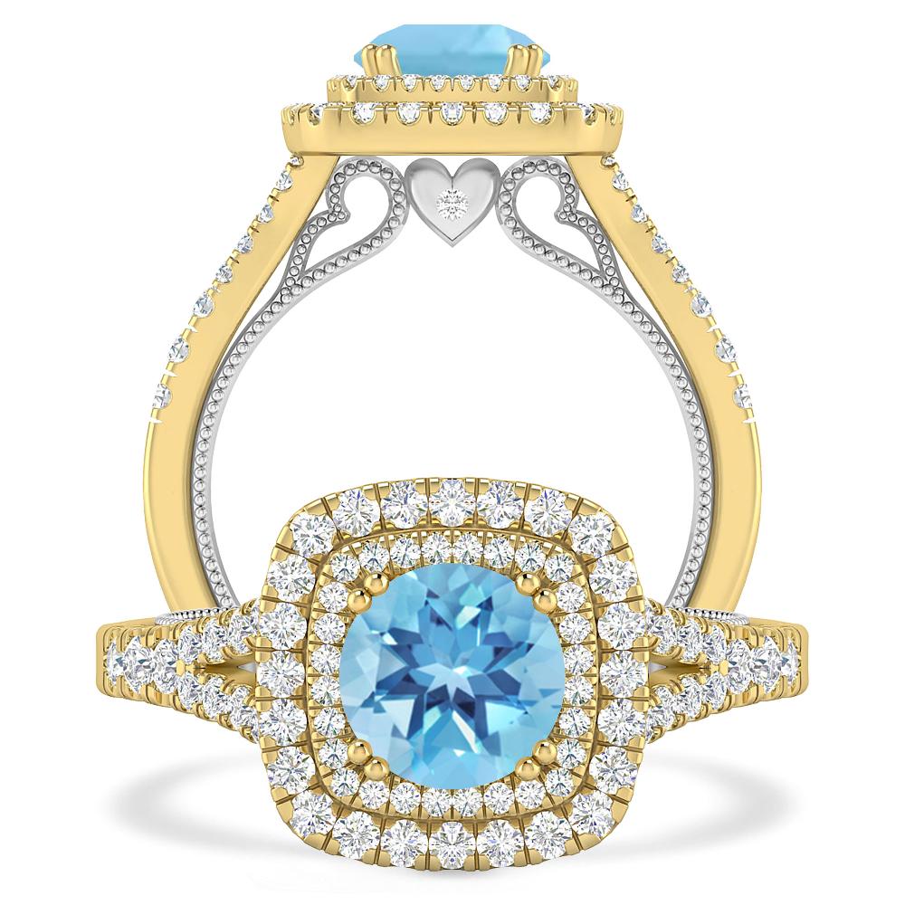 Yellow Gold - Blue Topaz